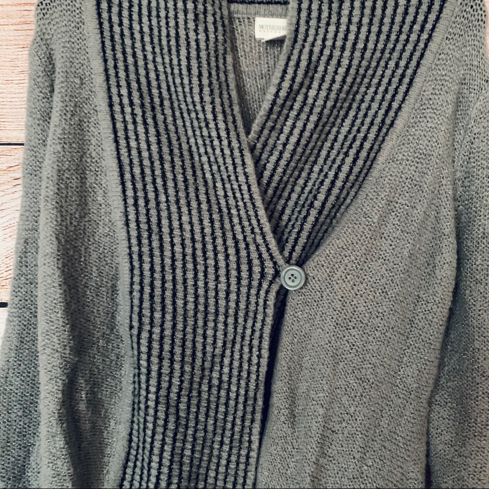 Motherhood Maternity Wrap Cardigan Sweater | Charcoal Gray & Black | Size Small - Picture 4 of 6